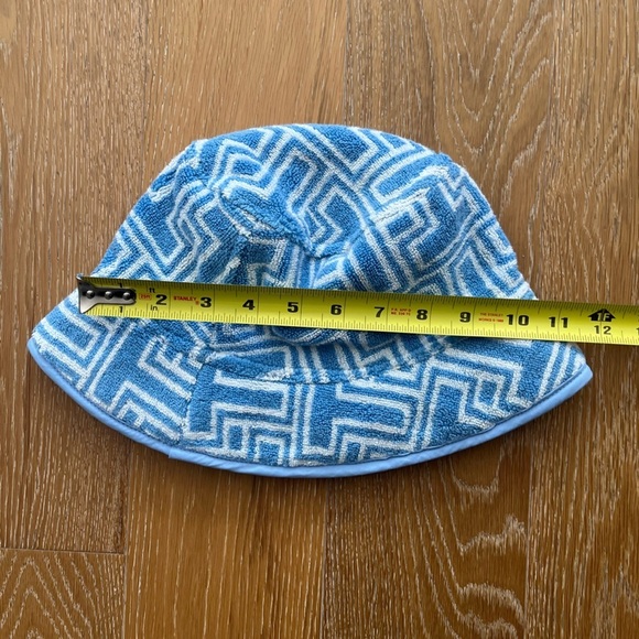Blue and White Geometric Bucket Hat women’s terrycloth - Picture 6 of 6